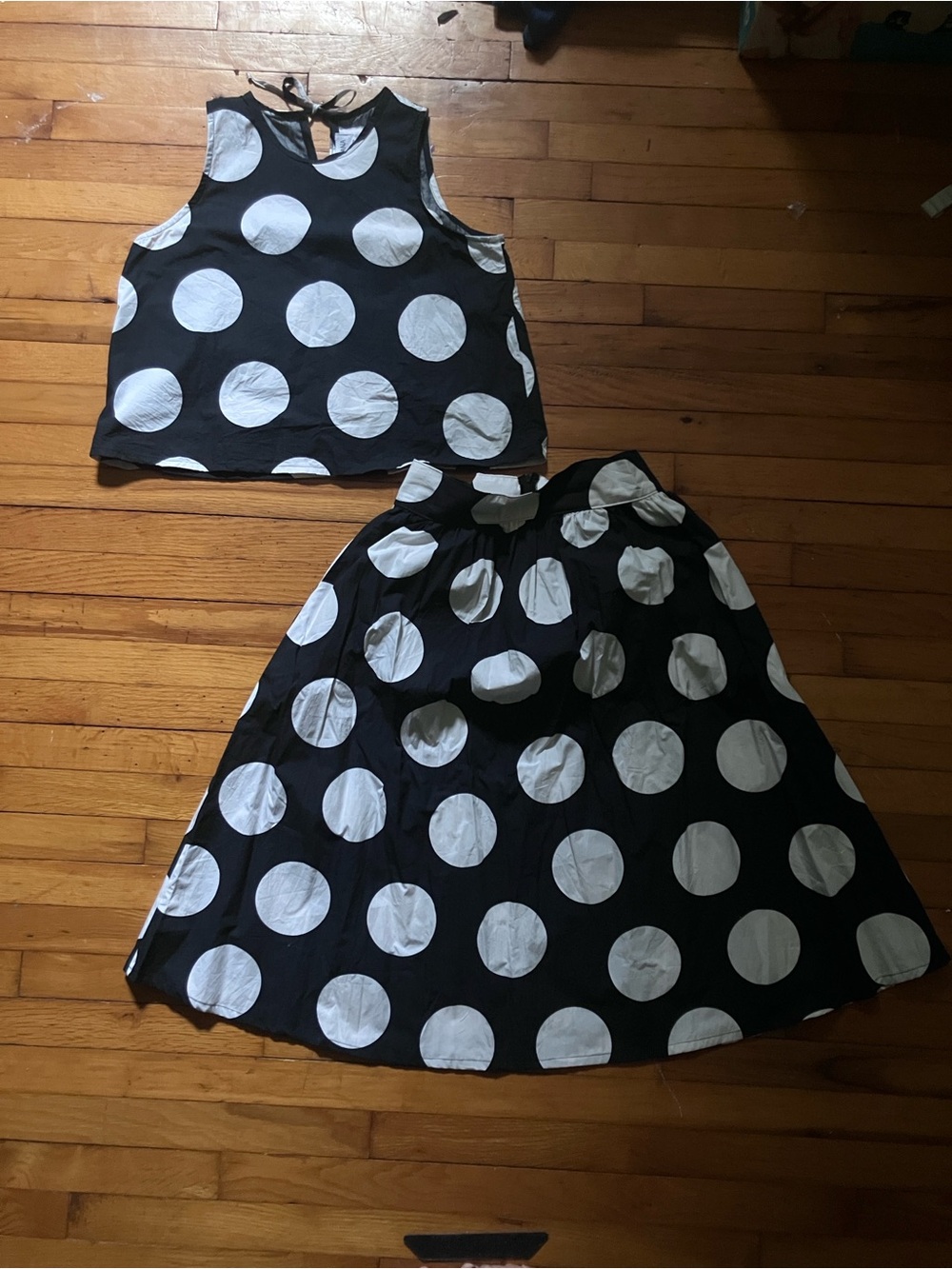 Polka dot midi skirt set